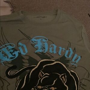 Ed Hardy Green and Blue Short Sleeve Tee